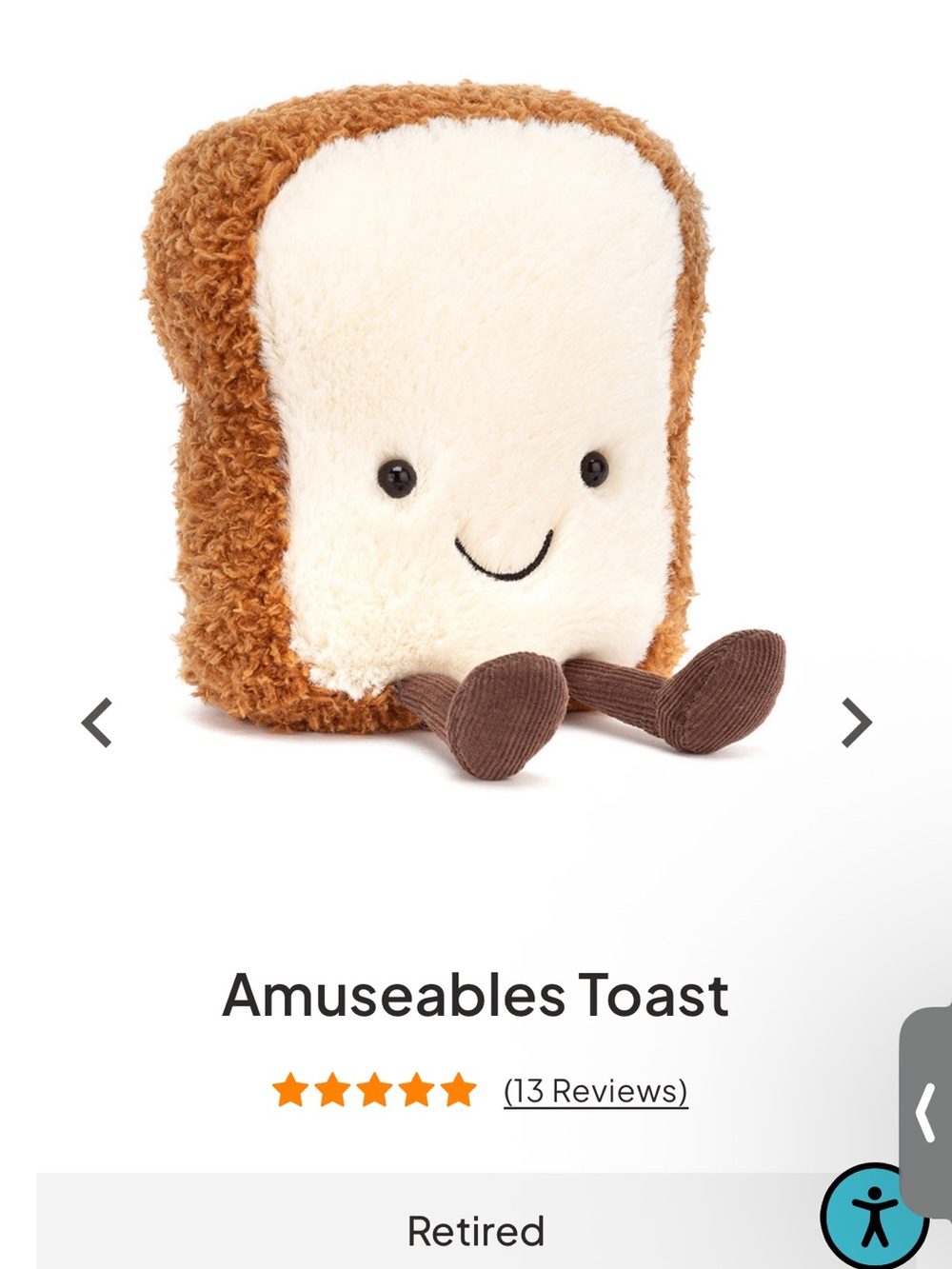 Jellycat Amuseables Toast Plush in Cream and Brown